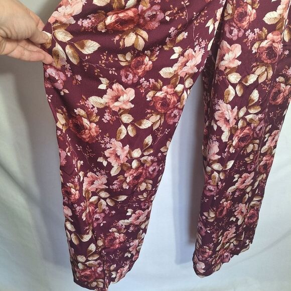 AUW Womens Jumpsuit Wide Leg Floral Country Boho Fairy Sweetheart Neck Medium - Picture 7 of 14